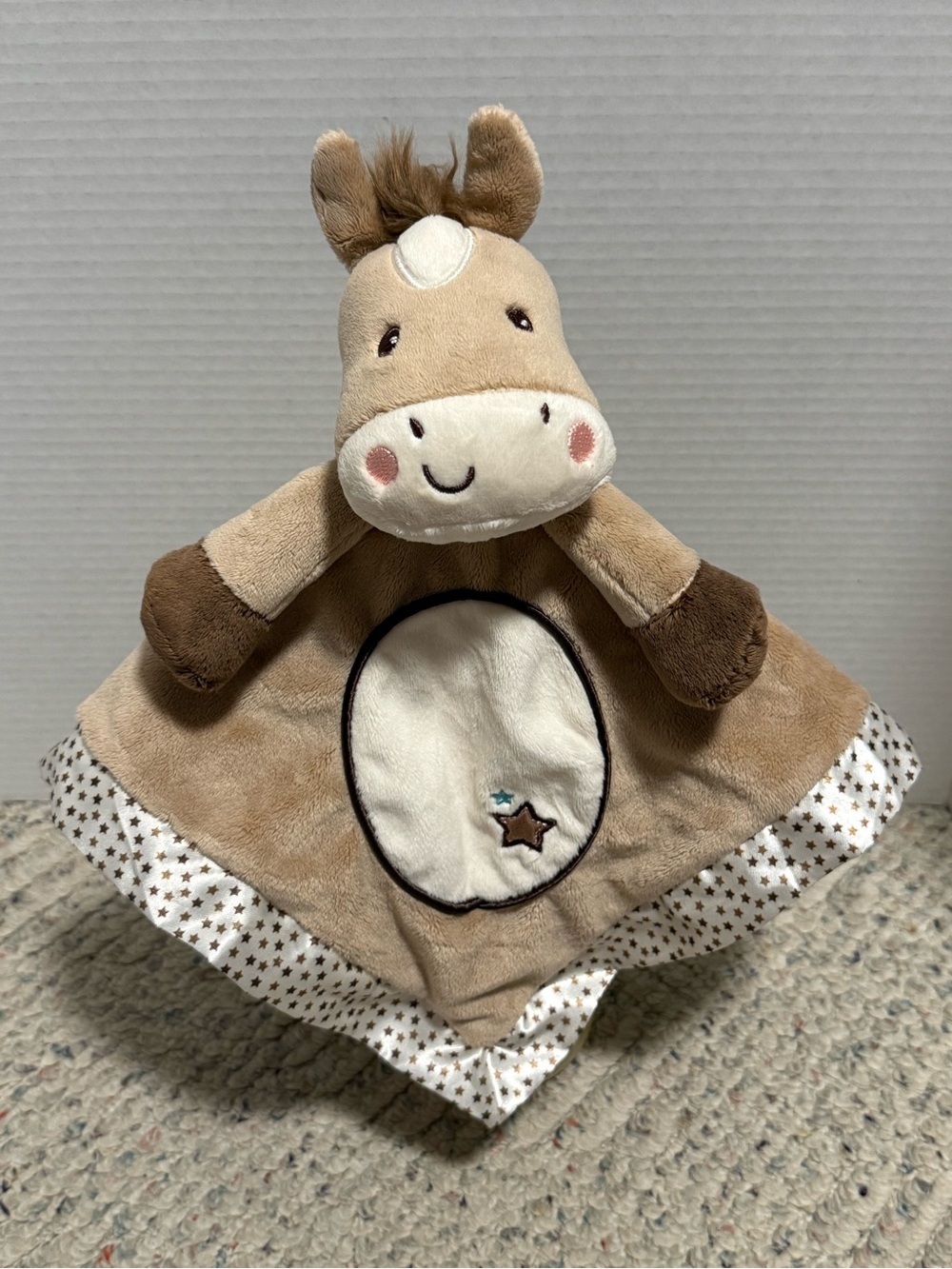 Douglas Baby Plush Pony Horse Lovey Satin Trim Stars Security Blanket Cowboy